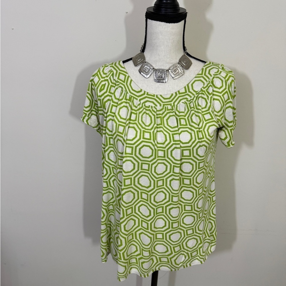 MICHAEL Michael Kors Green and White Graphic Blouse